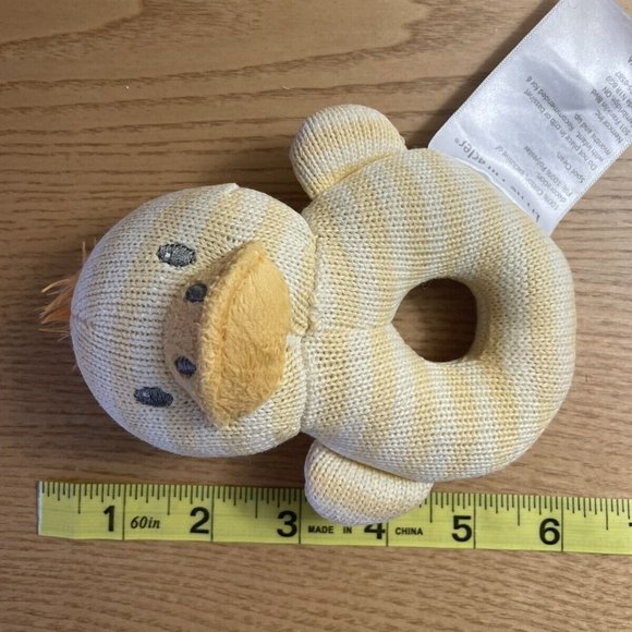 Little Miracles Rattle Plush Baby Chick Duck Yellow Knit Stuffed Animal Lovey - Picture 6 of 6
